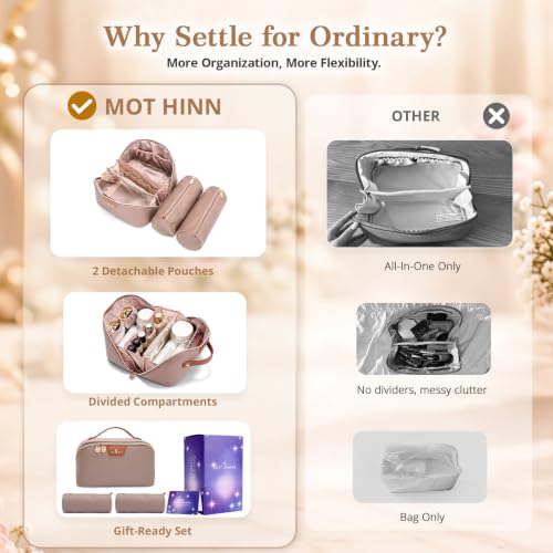 MOT HINN 3-in-1 Travel Makeup Bag Organizer Grey - Detachable Cosmetic Case