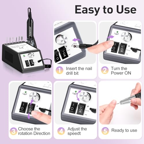 Jiasheng Professional Nail Drill, 30000rpm Nail Drill Machine for Nail Tech Supplies, Acrylic Electric Efile Drill for Polishing Shaping Removing Acrylic Nails Poly Nail Gels