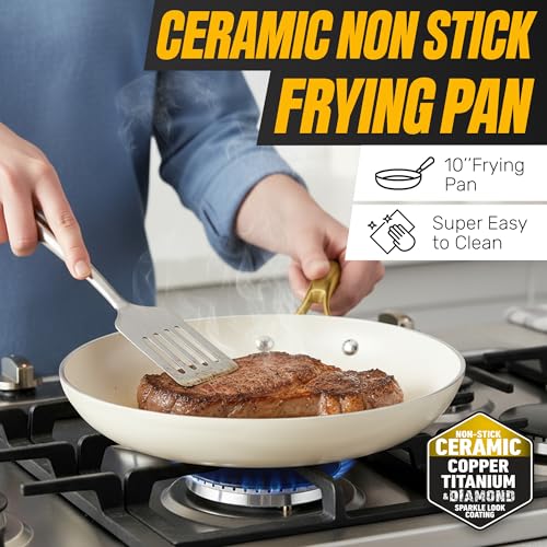Gray 15-Piece Ceramic Cookware Set - Nonstick Diamond & Titanium Coated