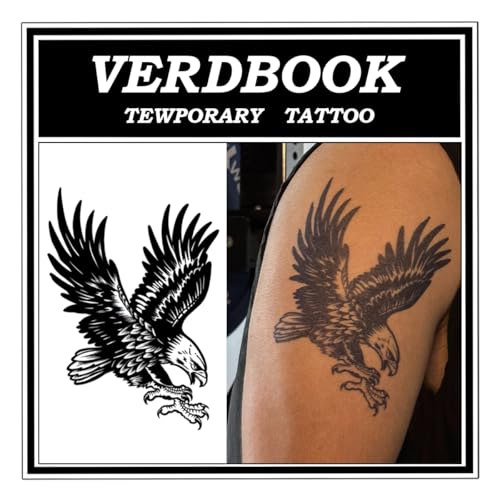 Waterproof Temporary Tattoos: 2-Sheet Tattoo Kit with Realistic Body Stickers, Semi-Permanent Tattoos for Adults Lasting 7-15 Days ? Safe for Men & Women, Eagle Tattoo Pattern