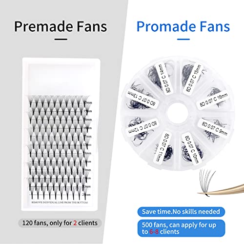Premade Lash Fans Volume Extensions 8D D-Curl 9-16mm - Mixed Lengths - Variation of THIS listing
