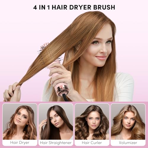 Automatic Dual Voltage Travel Hair Dryer Brush Compact Mini Hot Air