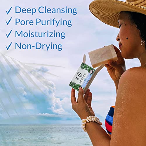 Organic Fiji Coconut Soap Bar Fragrance Free 7 oz Pack of 3 - Moisturizing & Pore Purifying