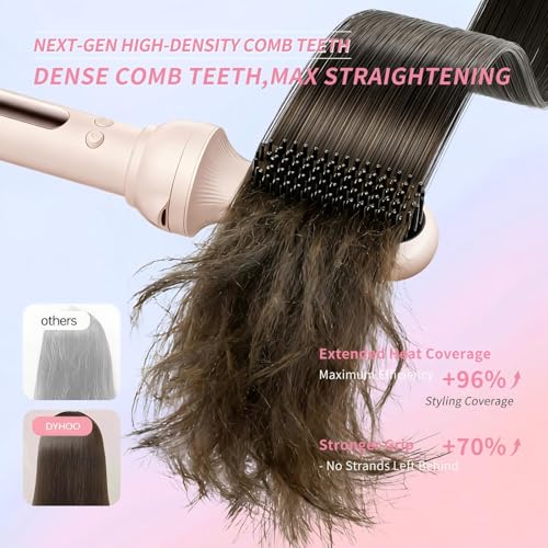 DYHOO 3-in-1 Automatic Hair Curler Set with Straightening Brush, 2 Barrel Sizes, Negative Ion for Beach Waves & Curls