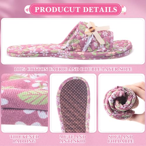 Women's Floral Cotton House Slippers - Breathffy, Size 6, Pink & White