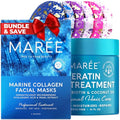 MAREE Bundle - Sheet Moisturizing Masks, Deep Hair Mask & Conditioner - Collagen & Hyaluronic Acid, Coconut Oil & Keratin - Hydrating Skin Care Mask & Moisturizing Conditioner for Dry Bleached Hair