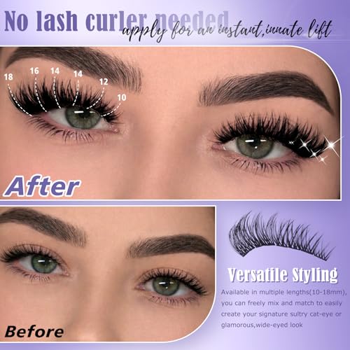 Lash Clusters Manga Lash Clusters DIY Lashes Extensions Kit Soft Natural Eyelashes 10-18mm Individual Lashes 168 pcs Super Thin Band Eyelashes