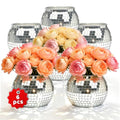 6 Pcs Disco Ball Vase Set - Silver Mirror Plastic Centerpieces for Wedding & Party Decor - Variation 6