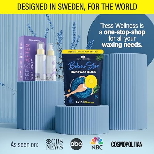 Brazilian Hard Wax for Coarse Hair - Bikini & Underarm Waxing Kit with Pre & Post Spray