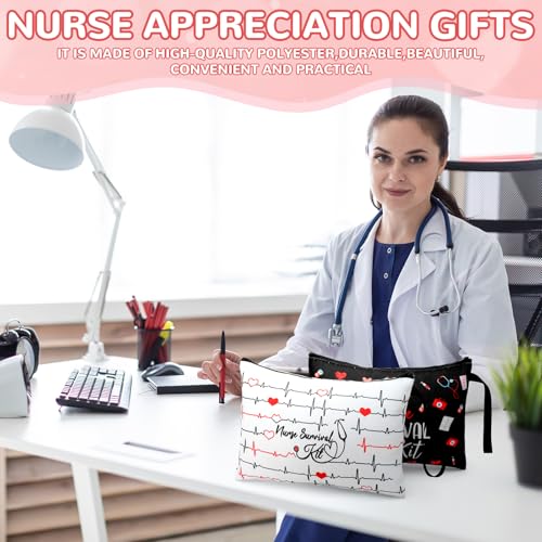 Huhumy Classic Nurse Cosmetic Bags Bulk Set - 24 Pouches with Nurse-Themed Design