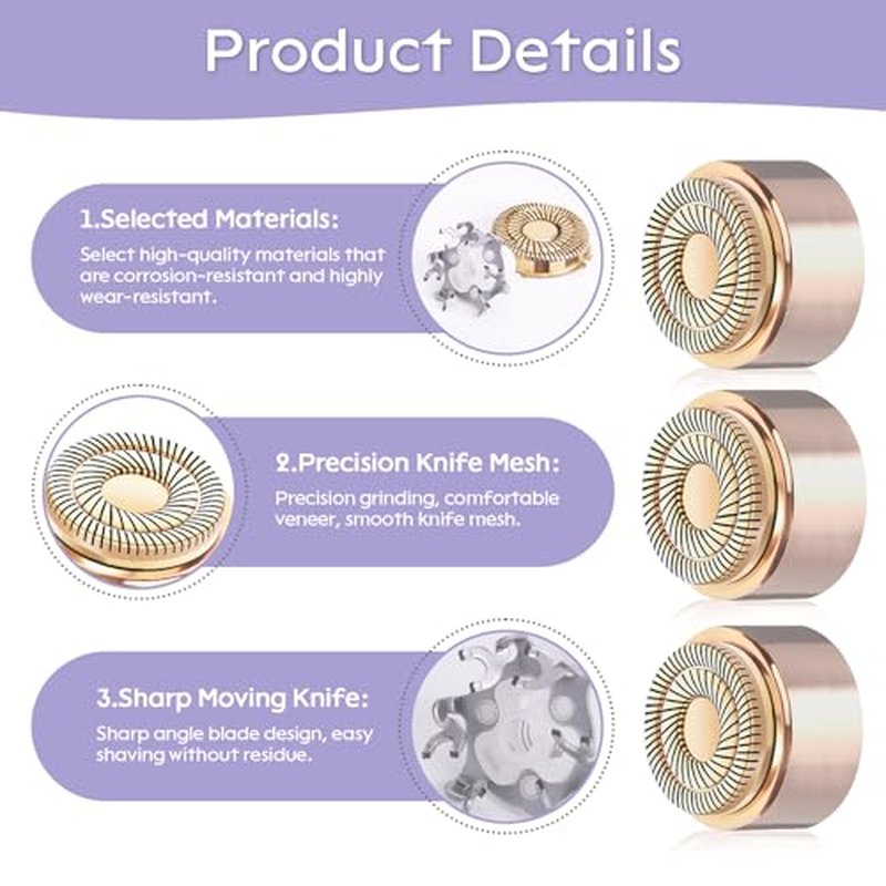 Generation 3 Facial Hair Remover Replacement Heads for Finishing Touch Flawless,Double Precision Blades Replacement Heads Compatible with Finishing Touch Flawless Gen 3,Pack of 3.