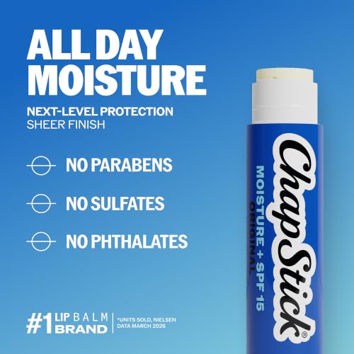 ChapStick Moisture + SPF 15 Bulk Lip Balm 12-Pack, Original/12 Count, Hydrating Sunscreen