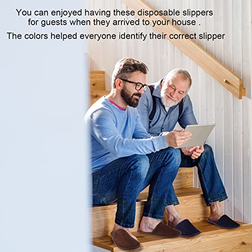 Geyoga Disposable Slippers for Guests Bulk - Medium Dark Colors, 24 Pairs