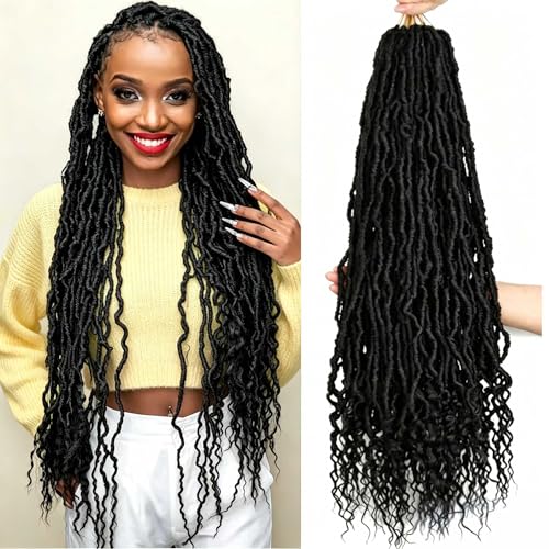 30 Inch Faux Locs Crochet Hair - 8 Packs Curly Ends Boho Dreads for Women - Variation of THIS listing