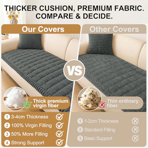 Smiry Dark Grey 27.6 x 82.7 Inch Couch Cover for Dogs – Washable Non-Slip Sofa Protector