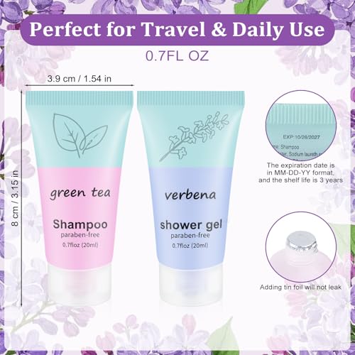 Travel Size Body Wash and Shampoo Bulk 0.7fl Oz,Travel Size Shower Gel Set£¬Shampoo Bulk Travel Size ,Hotel Supplies for Guests Vacation Homeless Hotel (pack of 60)