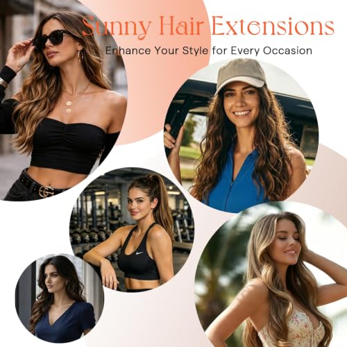 Sunny Hair Clip-In Human Hair Extensions 12 Inch Chocolate Brown Highlights P4/27