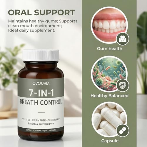 Ovouria Breath & Gut Balance 7-in-1 Capsules for Fresh Breath & Digestive Support - Vegan, Non-GMO, 60 Count