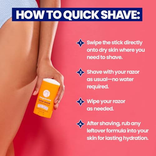 Megababe Quick Shave No-Rinse Shave Stick | Shaving Touch-Ups & Travel Made-Easy | Vacation Essential | with Sea Moss & Hyaluronic Acid | 2.4 oz