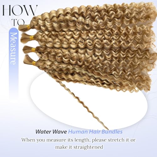 Highlight Human Braiding Hair #27/613 Boho Water Wave Bundles 12 Inch Blonde Highlights