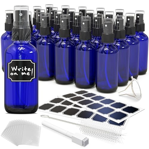 Glass Spray Bottles 4 Oz Pack of 24 - Durable Refillable Cosmetic & Essential Oil Sprays
