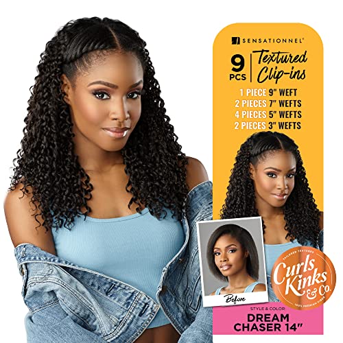 Sensationnel Curls Kinks & Co Clip-In Hair Extensions 14 Inch Jet Black