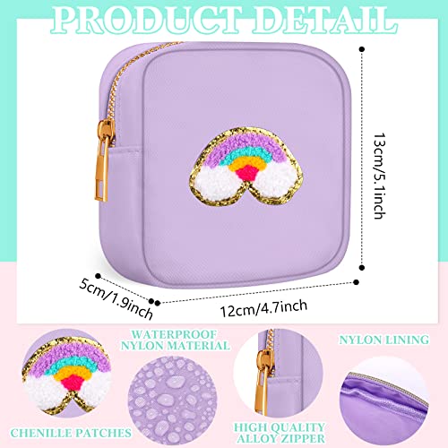 Mini Preppy Makeup Bags Set - 9 Nylon Cosmetic Organizer Pouches