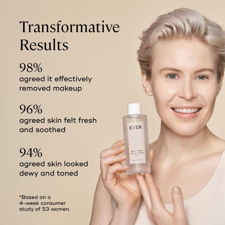 Ever Beauty Water Micellar Cleanser & Eye Makeup Remover - Rose Water, Hydrating, Sensitive Skin, 5.9 fl oz