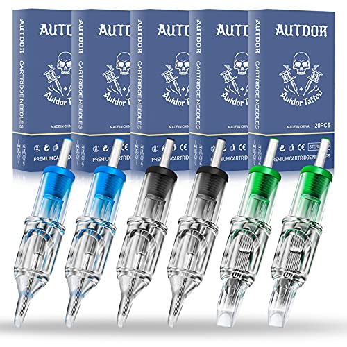 Autdor Tattoo Cartridge Needles 100Pcs Mixed Round Liner Shader Flat Magnum RL RS M1 Variation