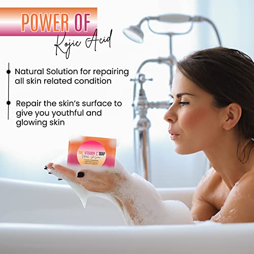 Organic Kojic acid & Vitamin C Soap Bar | Arbutin, Glutathione | Advanced Glowing formula, Replenish, & Radiant Skin | Pure Natural Pigmentation For Face & Body Cleanser - 5 OZ Each| (6)