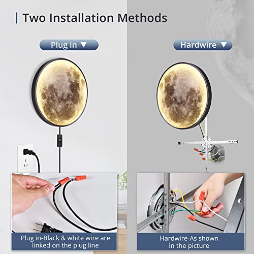 19.6 Inch Dimmable Moon Wall Light with Remote Control - Modern LED Indoor Wall Sconce