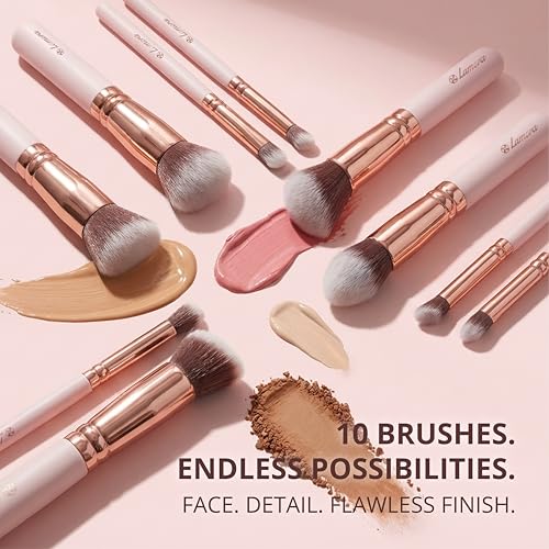 Lamora Makeup Brush Set - 10 Professional Face & Eye Brushes, Cruelty-Free