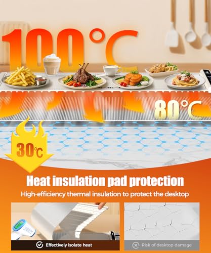 Off White 36x15 Inch Food Warming Mat with Child Lock & Fast Heat
