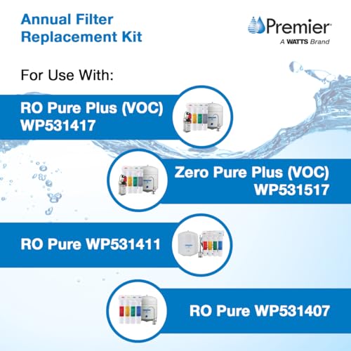 Watts Premier RO Pure Plus Annual VOC Filter Kit 5-Pack with Push Button - No Membrane