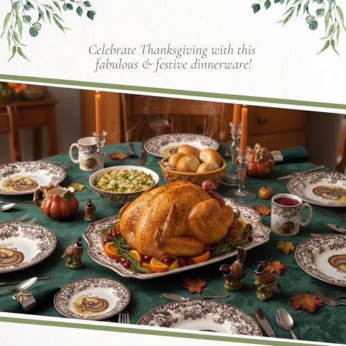 Spode Woodland Turkey Rectangular Serving Platter 17.5" with Heritage Pattern