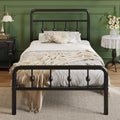Black Twin Bed Frame with Headboard and Footboard - 12 Inch Platform Bed for Kids & Teens