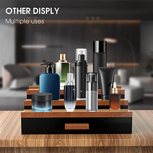 Sephyroth Black Walnut 3-Tier Cologne Organizer with Drawer Storage for Men
