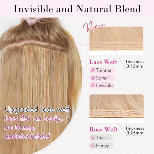 Clip in Hair Extensions 12 Inch Curly Wavy Natural Soft Hairpieces for Women - Light Brown with Golden Ends - 4 Pack