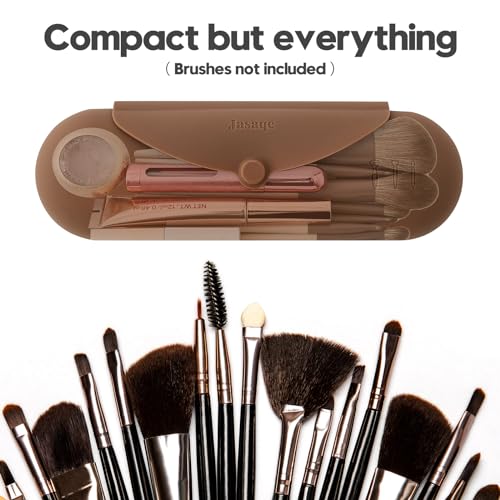 Silicone Makeup Brush Holder£¬Travel Makeup bag-Soft Portable Cosmetic Face Brushes Holder£¬Large Travel Makeup Brush Case with Anti-Fall Out Magnetic Closure