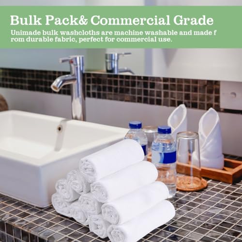 White 100 Pack Microfiber Washcloths - Soft, Durable Face Towels for Home & Spa