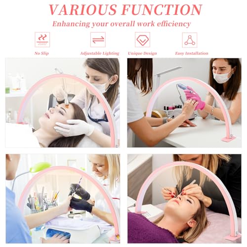 Half Moon Light Nail Lamp for Desk - Led Tech Lamp with Adjustable Brightness, Eyelash Extension & Tattoo Care