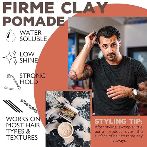 Suavecito Pomade Firme Clay 4 oz - Strong Hold Matte Hair Styling Set of 2