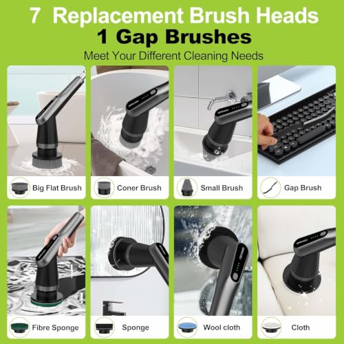 Dreazu Pro Electric Spin Scrubber Black - 10-in-1 Rechargeable Bathroom & Kitchen Cleaner