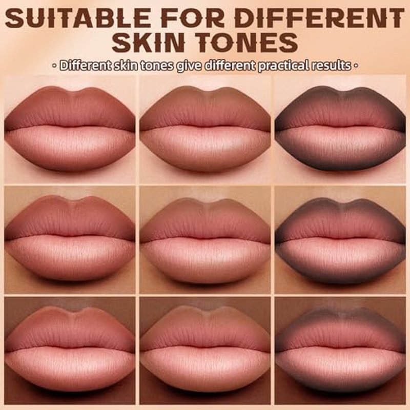 3 Colors 2 in 1 Lip Liner Set, Matte Nude Dark Brown Red Lip Liner Plumping Smooth Creamy Lip Pencil, High Pigmented Long lasting Light Brown Lipstick Makeup