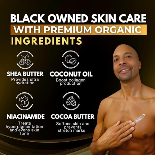 King Complexion Cocoa Body Butter - Large 8 oz with Shea & Coconut Oil — Natural Glow & Ultra Hydration for Black Skin - Skin Care, Body Moisturizer, Massage