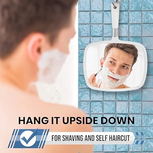 MIRRORVANA Pack of 5 Large Handheld Mirror Set for Barbers & Salon Hairdressers - Perfect for Home, Travel, & Makeup Use with Long Comfy Handle and Distortion Free HD Reflection - 13" x 9" (White)