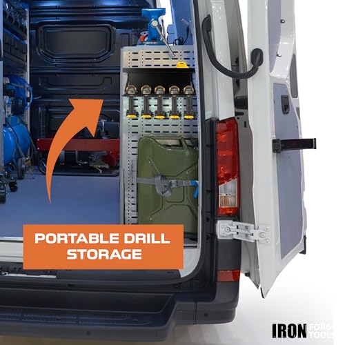 Power Tool Wall Mount Organizer with 5 Drill Slots & Locking Rack