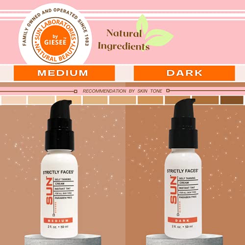 Sun Laboratories Giesee Medium Face Self Tanner - Natural Sunless Tanning Lotion