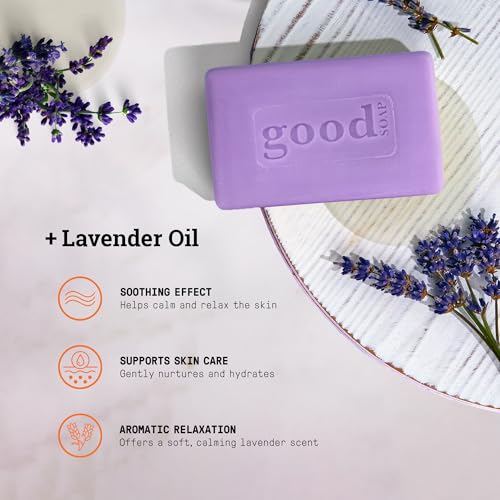 Alaffia Good Soap Lavender (4 Bars) + Trial-Size Herbal Bar ? Long-Lasting, Triple-Milled with Fair Trade Shea Butter