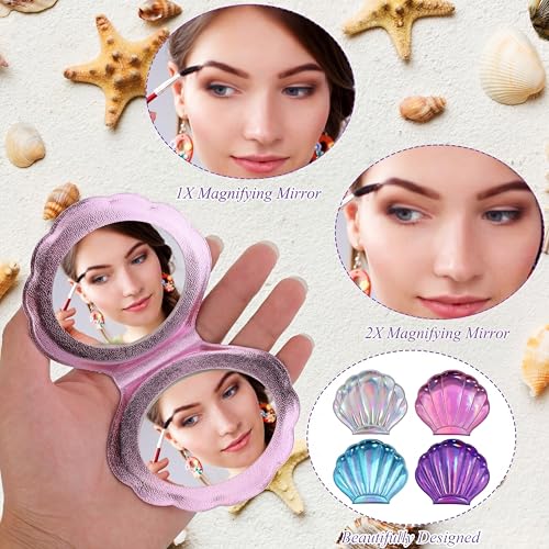 Set of 24 Seashell Compact Mirrors with Magnification for Party Favors
